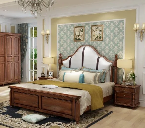 Классический стиль мебель для спальни набор постельного белья деревянный