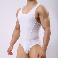 sexy mens undershirts ice silk mesh jumpsuits wrestling singlets leotard underwear gym sports fitness bodybuilding bodysuits