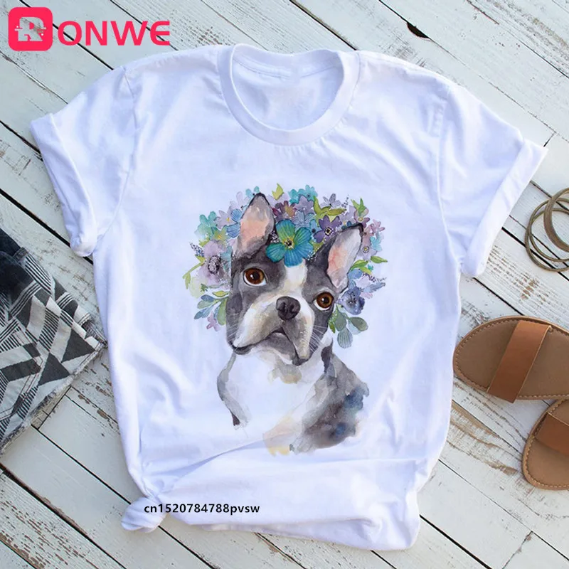 Женские панель в форме французского бульдога белого цвета с цветочным принтом со