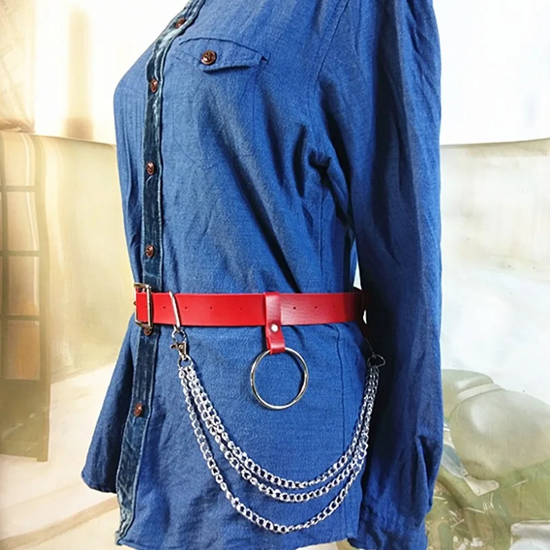 European American Punk Women's Belt Sexy Ring Metal Chain Jewelry Waistband All-Match Shirt T-Shirt Coat Belt Female Wife Gift