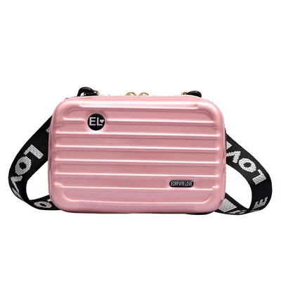 Light pink Женский миничемоданчик в форме сумки через плечо модная Высококачественная маленькая сумка на плечо широкая полоска с надписью клатч для девочки сумочка ZF10012 - Цвет: Light pink