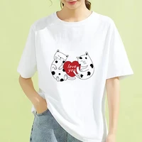 women t shirt graphic print cat love short sleeve lady female outdoor aesthetic white tees for girls casual fashion top tees