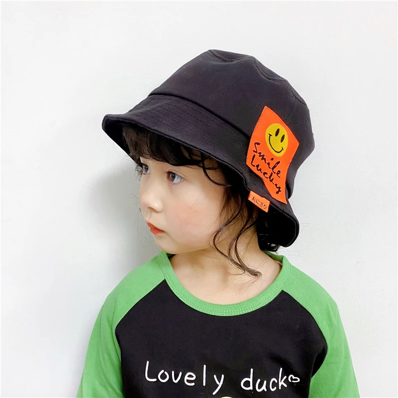 

Spring Summer Lovely Smile Pattern Baby Fisherman Hats Kids Boys Girls Sun Hats Cotton Beach Caps