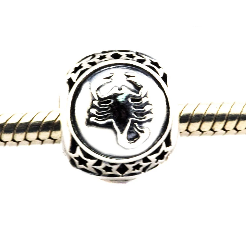 

Genuine 925 Sterling Silver Scorpio Star Sign Charms Beads for Jewelry Making Fits Original Bracelet DIY Accessories kralen