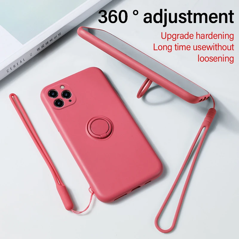 Ultra-thin Silicone Magnetic Phone Case For iPhone 13 12 11 Pro SE XS max XR X 8 7 6 Plus Ring Bracket Cover