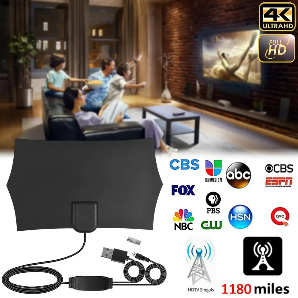 Новинка 2019 цифровая HDTV антенна 4K внутренняя усиленная диапазон 1180 миль с HD1080P