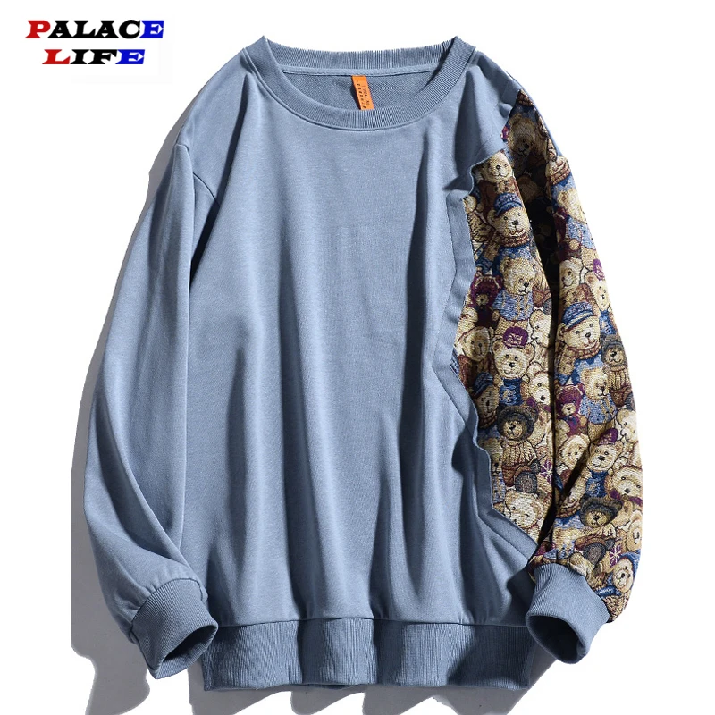 Размера плюс контрастирует Цвет толстовки для мужчин с изображением медведя