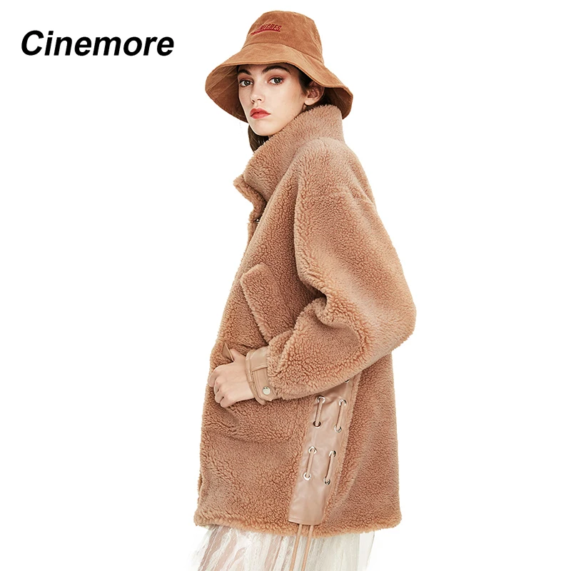 

CINEMORE 2020 Зима Новое поступление реального пальто с мехом женская обувь новые модные плюшевый медведь стиль Верхняя одежда; Цвет хаки; Теплая ...