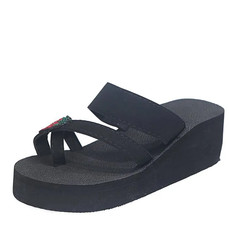 

Shoes Woman 2021 Slippers Summer Rubber Flip Flops Glitter Slides Flock Fashion Med Lady On A Wedge Platform Pantofle Hawaiian J