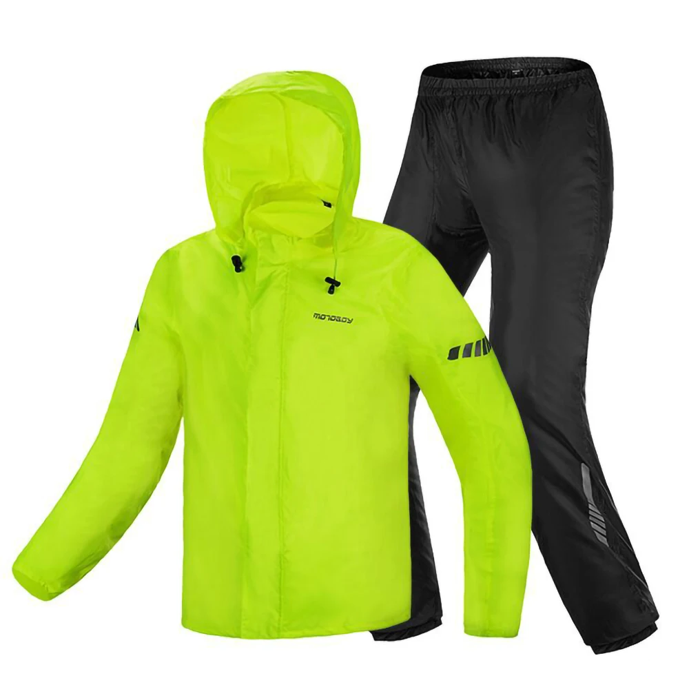 J02 yellow MOTOBOY светоотражающий мотоциклетный плащ с капюшоном, куртка, брюки, водонепроницаемый костюм, мужской дождевик, костюм для улицы, мотоциклетная одежда - Цвет: J02 yellow
