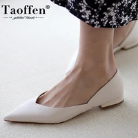 taoffen new women flat shoes real leather shoes pointed toe women usual fashion shoes women daily footwear size 34 39