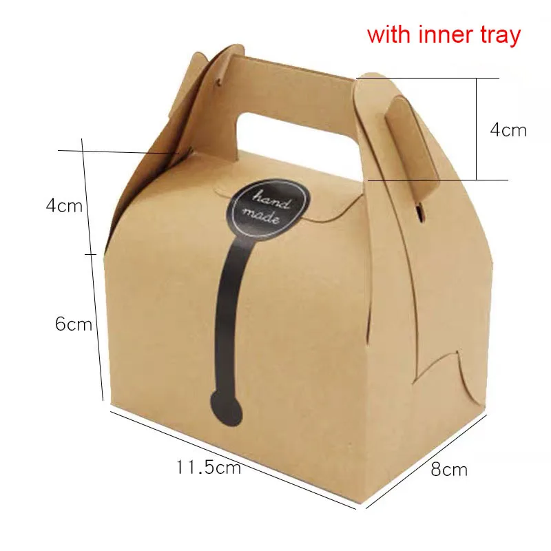 10pc/lot Kraft paper pastry box with handle white cake mousse dessert packaging wedding cup boxes | Дом и сад