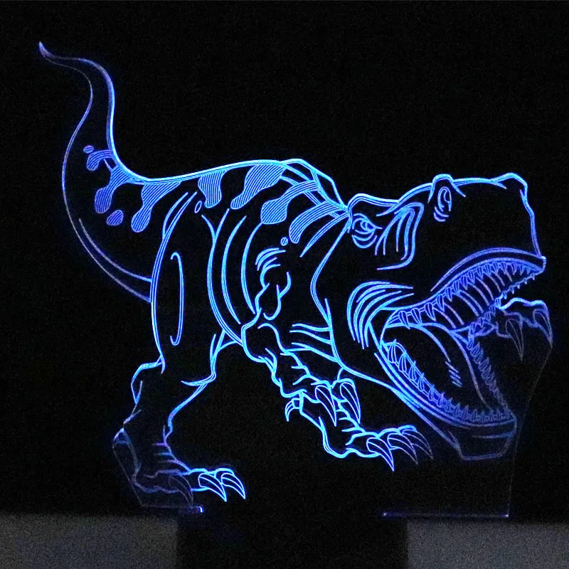 3D светодиодный ночной Светильник s динамические Тираннозавр Рекс Динозавр с 7