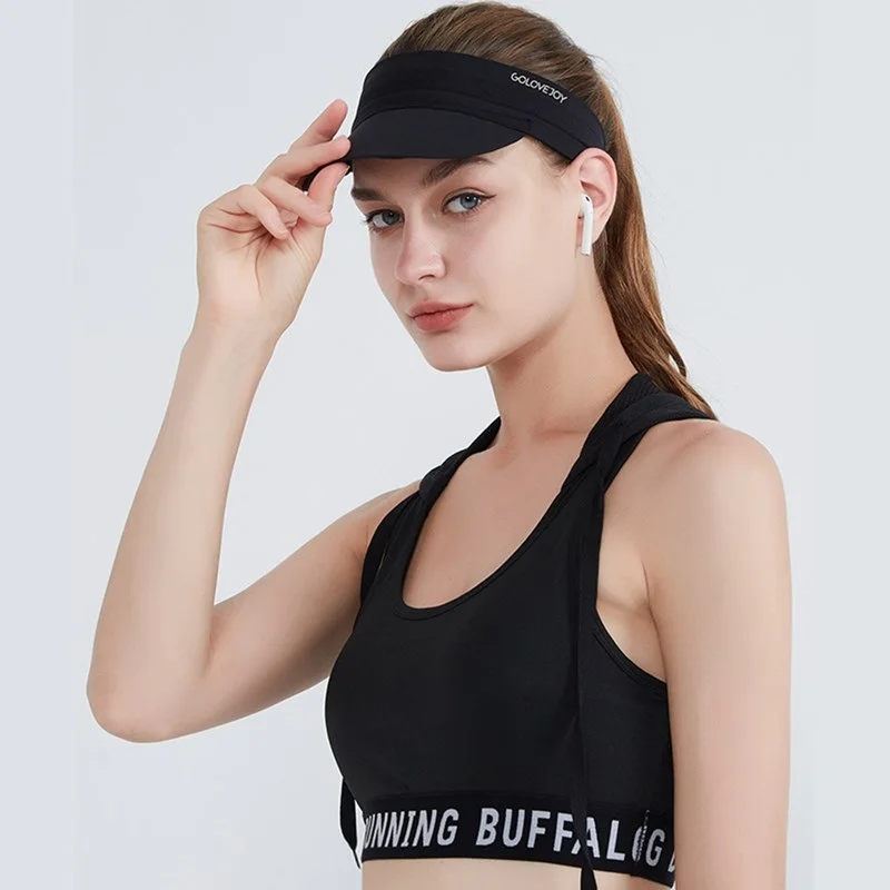 

Fashion Spring Summer Women Outdoor Sports Empty Top Knitted Brimmed Sun Hat Riding Traveling Fitness Baseball Cap Sunscreen Hat