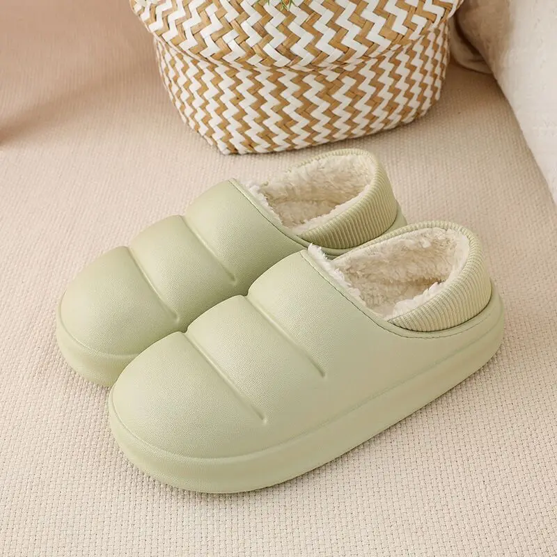 JIANBUDAN Home cotton shoes plush slippers Women's Indoor Warm casual Shoes Winter Waterproof Cotton shoes plush Indoor slippers