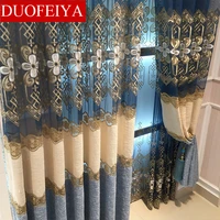 2022 new chinese european atmospheric hollow embroidered curtains for living room bedroom study blackout curtain customization