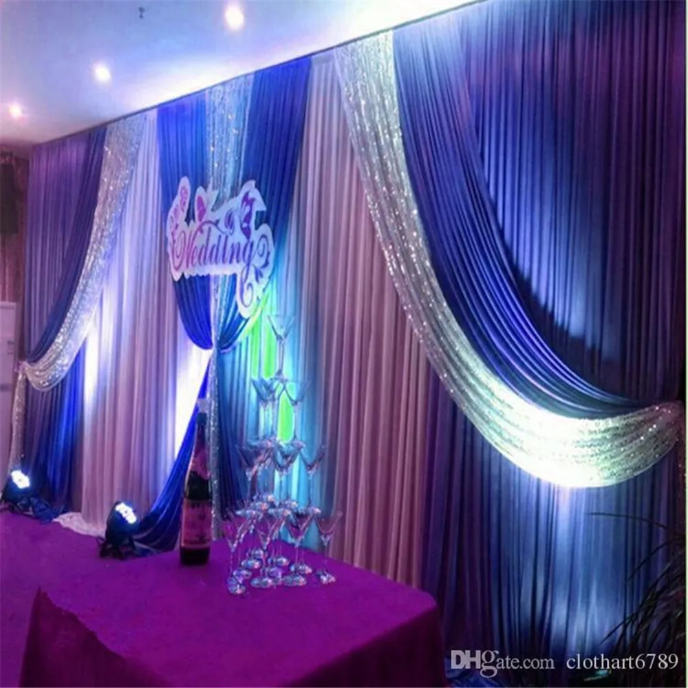 

3*6m (10ft*20ft) Drapes Wedding Curtain Backdrops With Sequins Swag Wedding Party Stage Decoration Valance Party Backdrop
