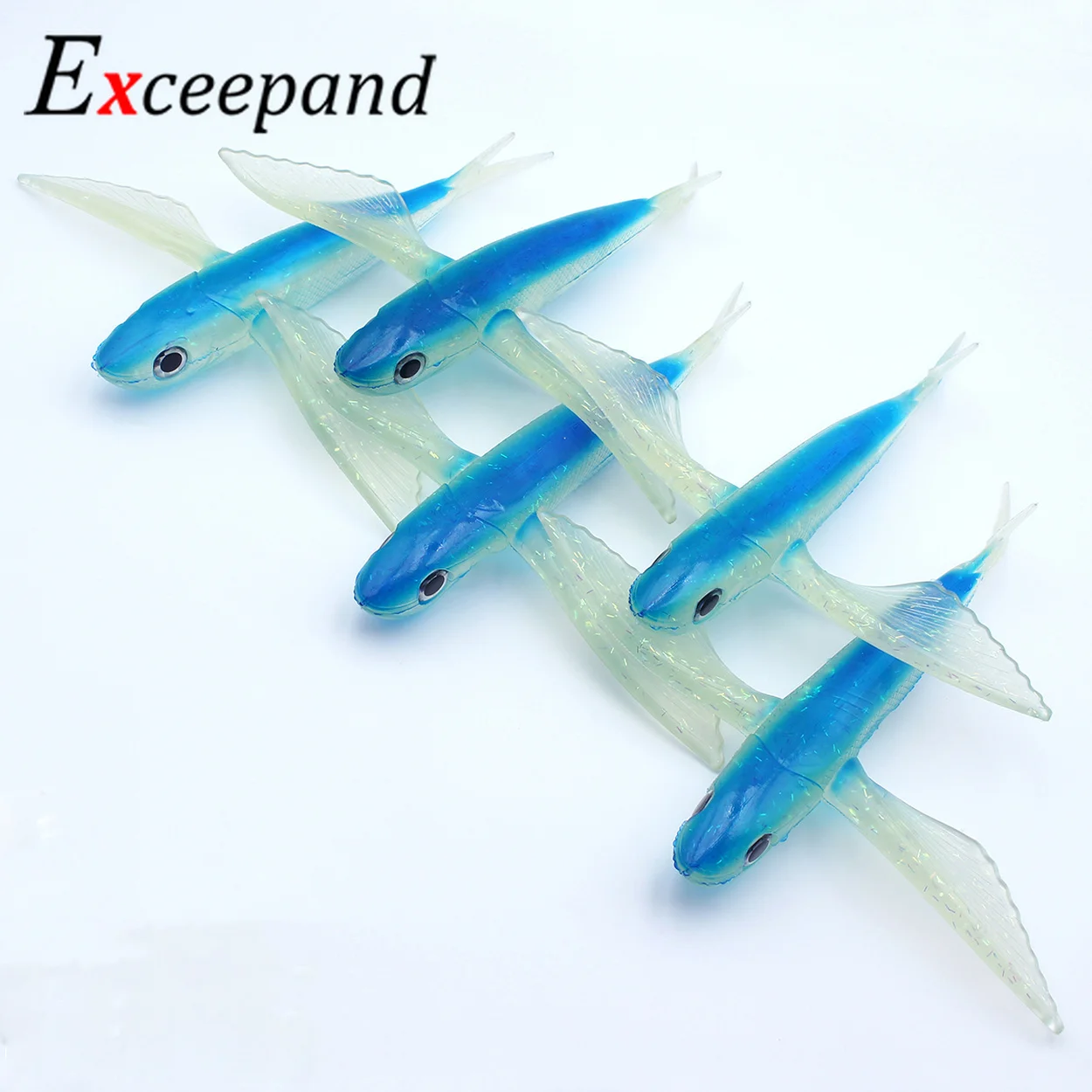 

Exceepand 5 PCs Soft Plastic Lures 9" Lifelike Artificial Fish Lure Silica Gel Tuna Fishing Bait Big Game Durable 125g 23cm