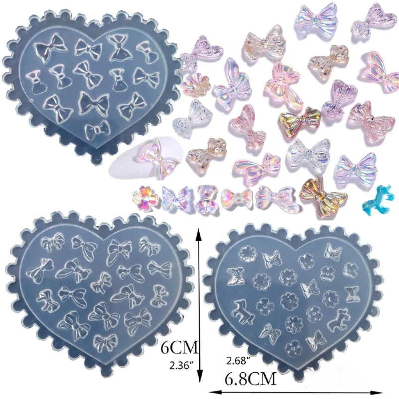 

18Pcs Silicone Mold Flower Leaves Bowtie Bear Resin Mold Epoxy Resin Casting Mold DIY Nail Art Craft Jewelry Tools Kit