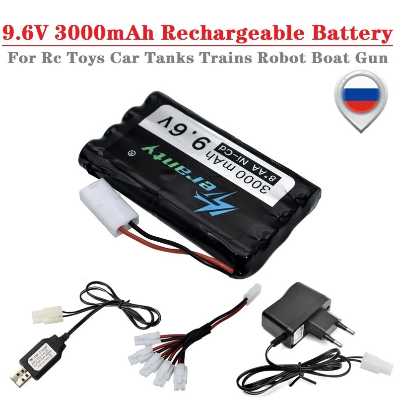 

9.6V 3000mAh Rechargeable Battery For Rc toys Car Tanks Trains Robot Boat Gun tools AA 9.6v Ni-Cd battery with Charger 5Pcs