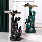 Скандинавская скульптура французского бульдога, статуя собаки, поднос для хранения ювелирных изделий и ключей, настольное украшение, подарок, художественные изделия для дома, полимерные ремесла #20