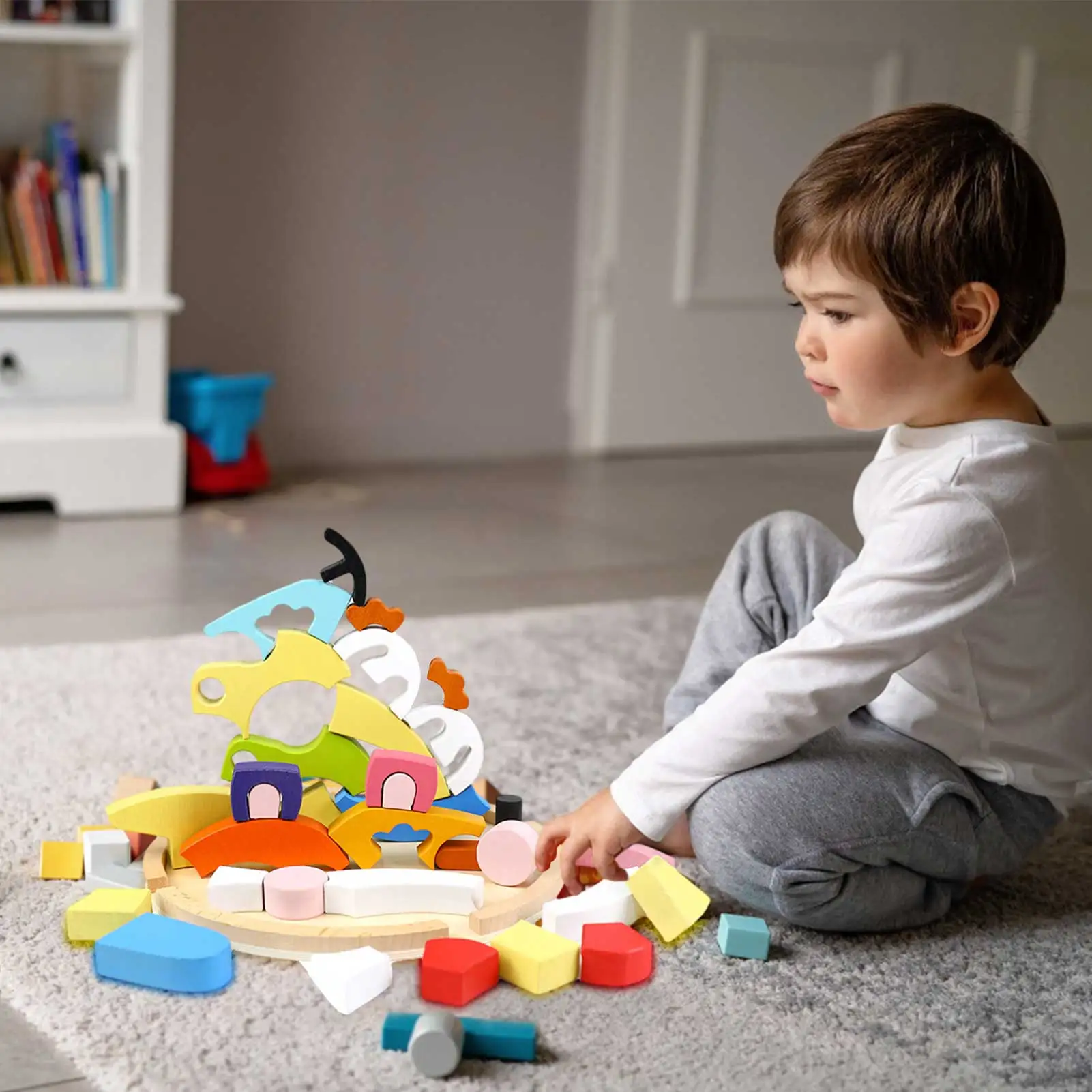 

Wooden Rainbow Bear Creative Puzzle Early Teaching Stack High Animal Puzzle Toys And Building Blocks