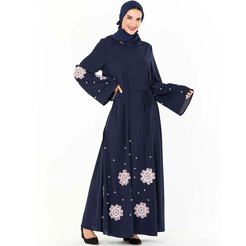 Женское платье кафтан с цветочным принтом Abaya мусульманское в турецком стиле