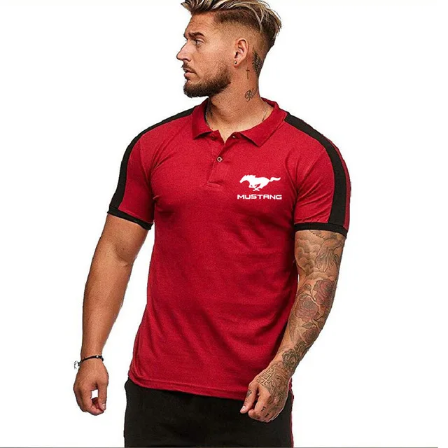 Мужская футболка с коротким рукавом для Mustang логотипом автомобиля рубашка поло