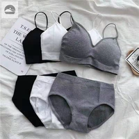 women bra panties set push up sexy sports crop tops seamless backless bralette thong lingerie set fitness tube top underwear
