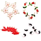 40 шт.лот милые эмали Красного перца Чили подвески розы сплетен тайцзи кулон для женщин Necaklaces браслет ювелирных изделий
