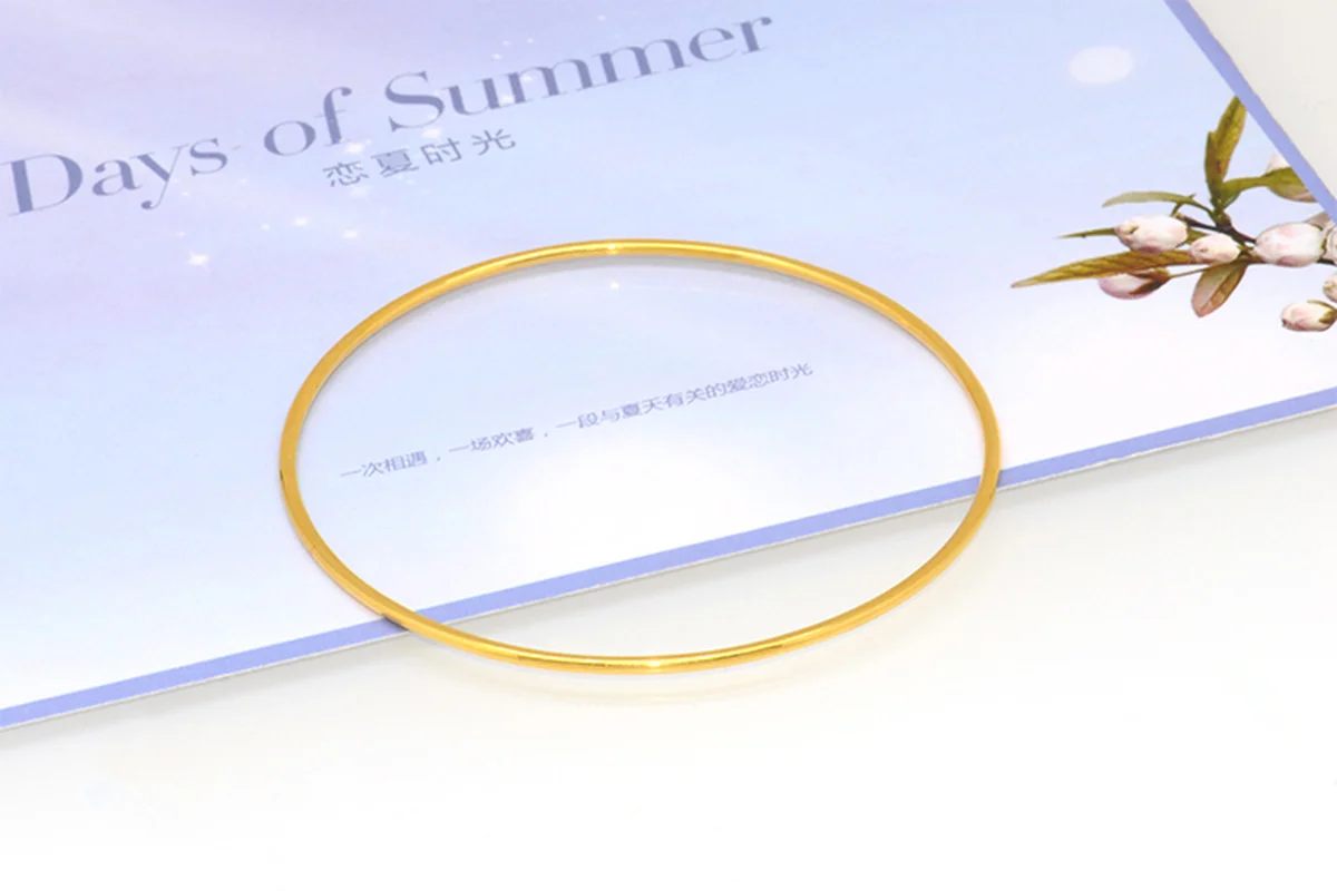 

Elegant Glossy 18k Pure Real Yellow Solid Gold Bangles Upscale Trendy Jewelry For Women Girl Female Wedding Gift 2019 Hot New