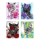 Раскраска по номерам масляными красками для взрослых, тигр, леопард, кошка