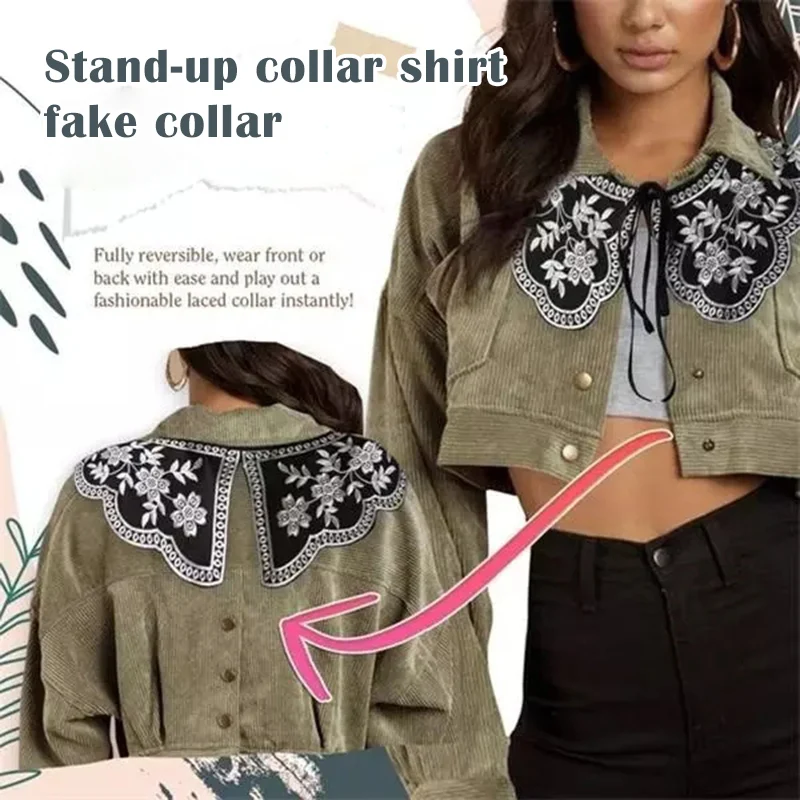 

Women Elegant False Collar Clothes Accessories Retro Neck Fake Collar Lace Hollow Out Shirt Detachable Collars H9