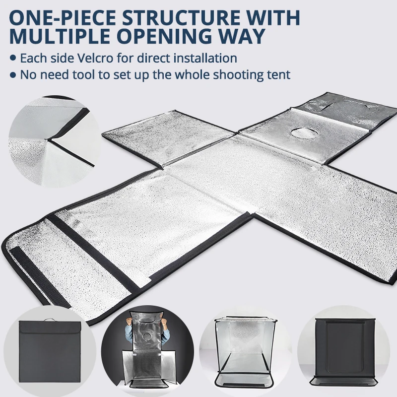 

40*40 Light Box Folding Photo Studio Bi- Color Desktop Softbox LED Light Tent with 5 Color Backgrounds Dimmable Photography Tent