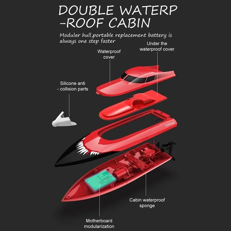 

High Speed Racing Boat 4 Channel Racing 2.4Ghz 150m Remote Control Distance 30km/h Mode Switch Self Righting RC Boat Kids Toys