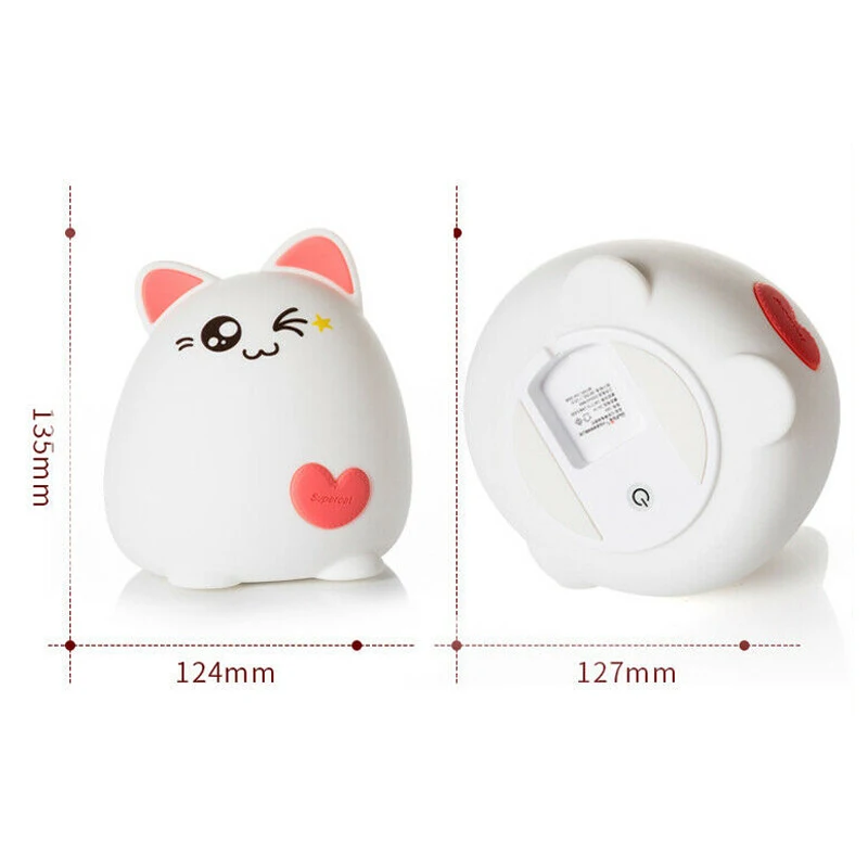 Силиконовый ночник в виде кошки с USB зарядкой мультяшный светодиодный светильник