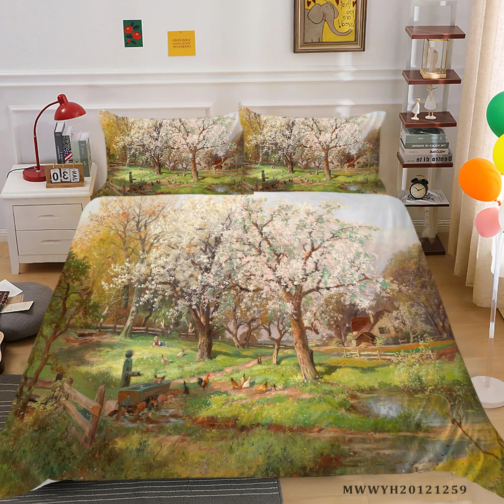 

3D Bedding Set King Size Duvet Cover Set Oil Painting Printing Modern Home Bed Set Kids Adult Bed Gift
