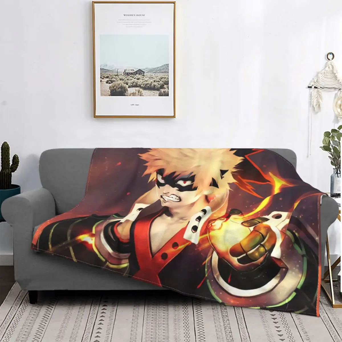 

My Hero Academia Manga Blanket Japan Anime Plaid Stitch Warm Breathable Flannel Throw Blankets For Sofa Bedroom