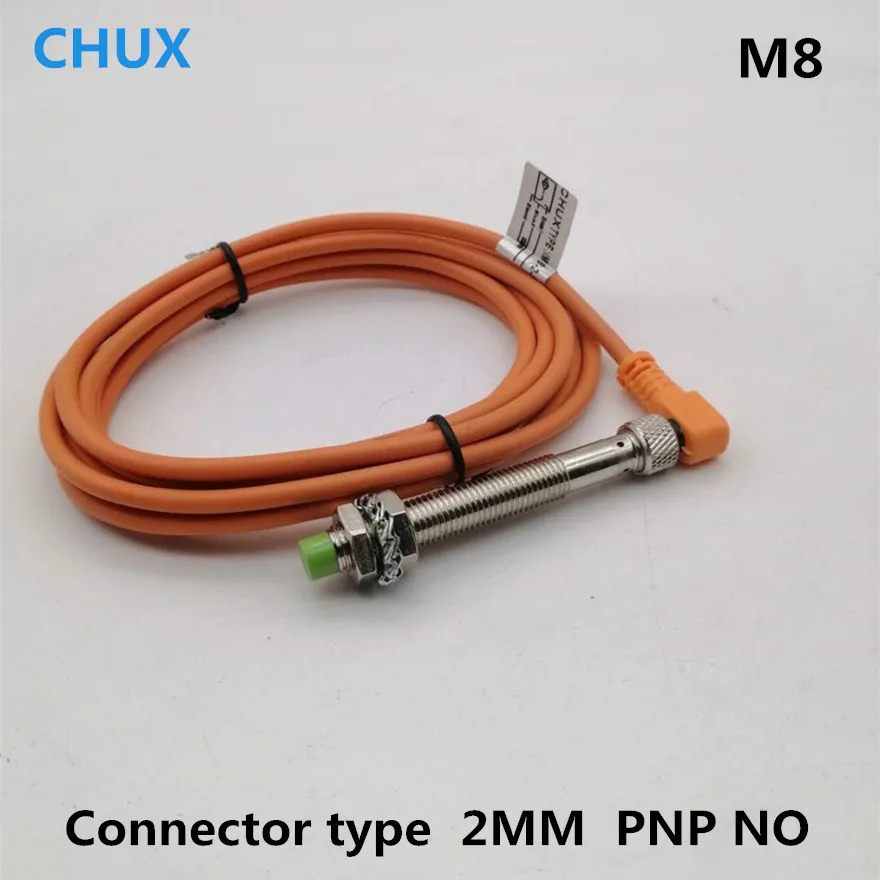 

Индуктивный бесконтактный переключатель M8 PNP 2 мм расстояние обнаружения NO/NC 3-проводной цилиндр с разъемом датчика изгиба 90 градусов 2 м вилки