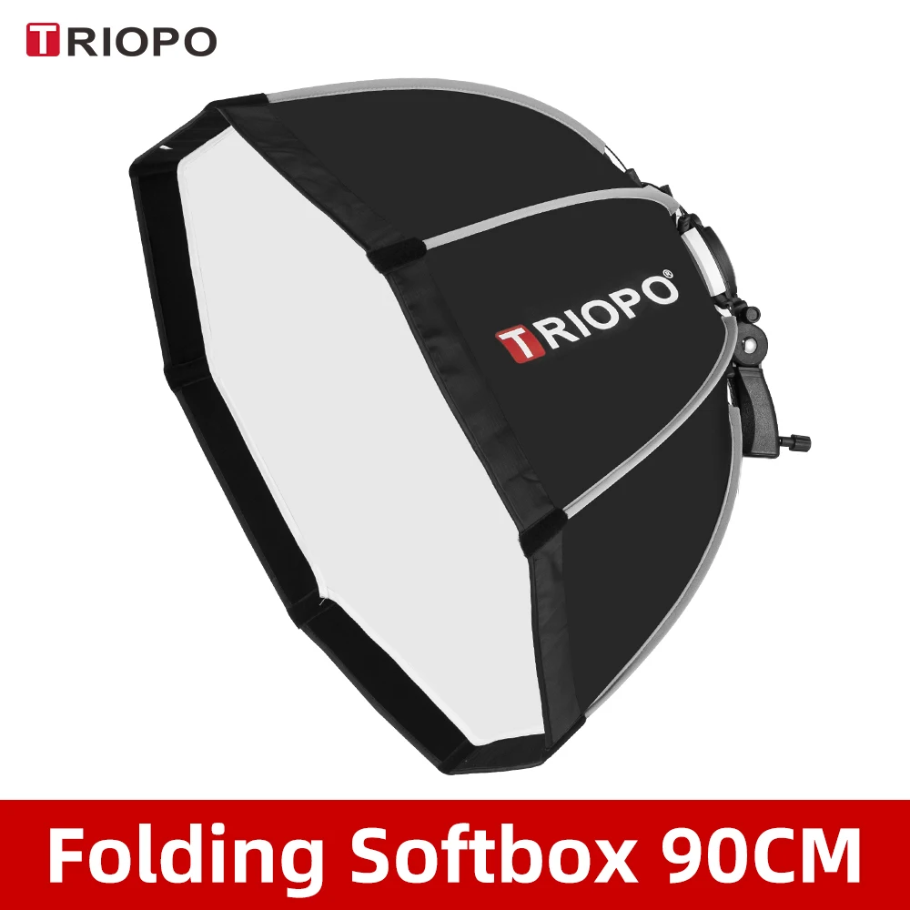 Triopo 90 см 65 см 55 см Speedlite переносной восьмиугольный зонтик софтбокс+ сотовая сетка для внешней вспышки софтбокс для Canon Nikon Godox - Цвет: 90cm Softbox