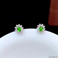 kjjeaxcmy fine jewelry 925 sterling silver inlaid natural gemstone diopside female earrings ear studs noble support test