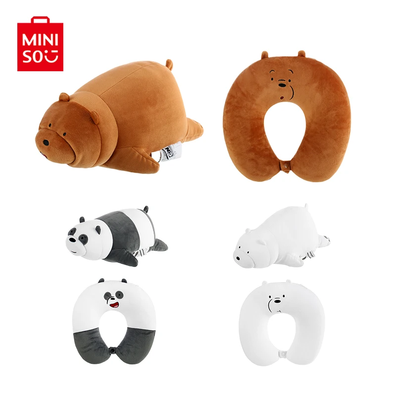 

MINISO We Bare Bears U Shaped Travel Pillow Plush Toy Neck Pillow for Car Airplane Neck Support Pillow Neck Protection Memory