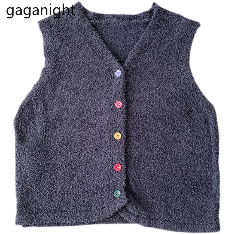 

Gaganight осень-зима женский однотонный жилет без рукавов однобортный шикарные корейские майки модная женская верхняя одежда уютные майки 2021 ...