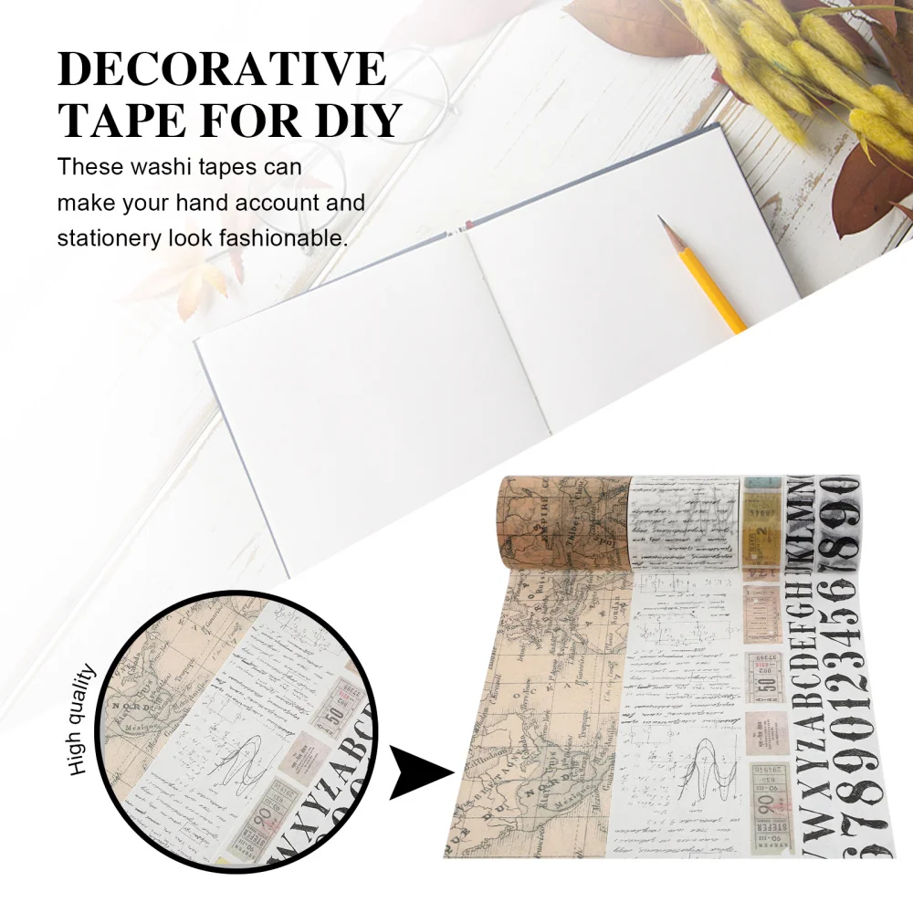 

5 Rolls Retro Gothic Washi Tape Decorative Pattern Tape Adhesive Tape for DIY