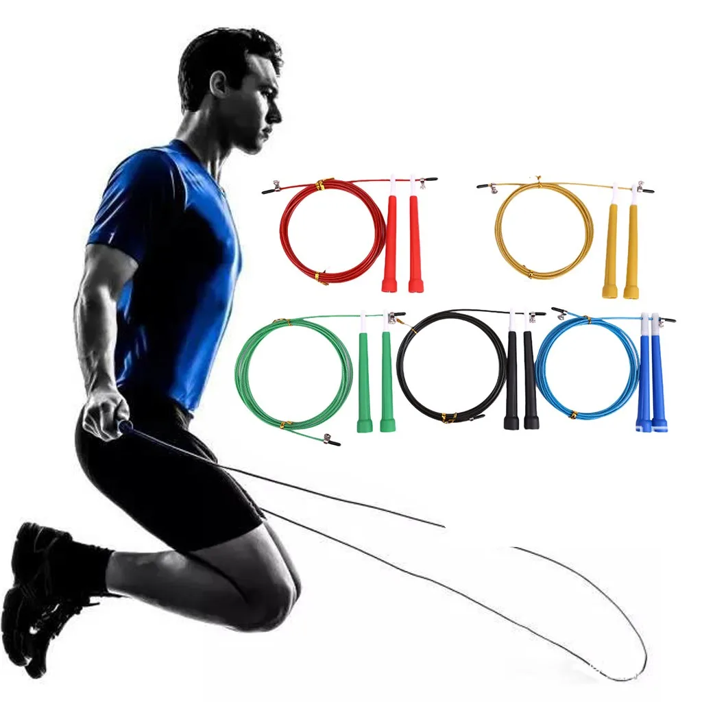 Быстроскоростная скакалка блестящая регулируемая для мужчин женщин фитнеса