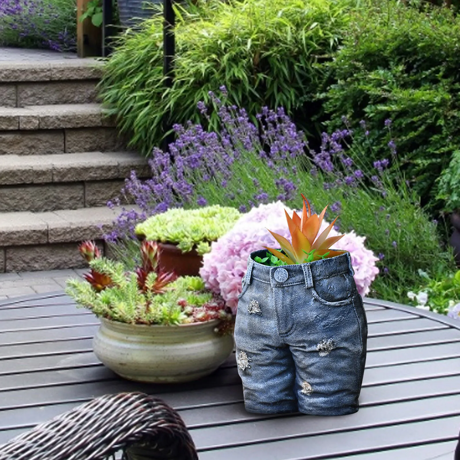 

Creative Denim Clothes Pants Hat Resin Flower Pot Succulent Cactus Plant Pot Balcony Desktop Retro Decoration Storage Box