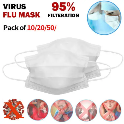 100PCS Wholesale 3-Layers Masks Disposable Ear-loop Face Mouth Dust-Proof Anti-Pollution Mask White Ear Loop | Аксессуары для