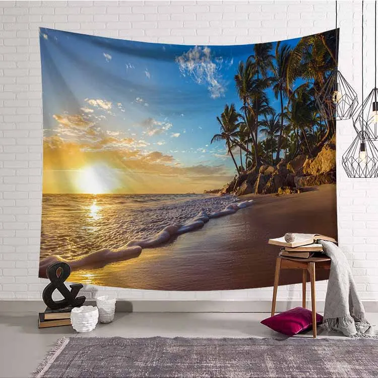 Солнечный день горный гобелен океан голубое небо горы Настенный декор для