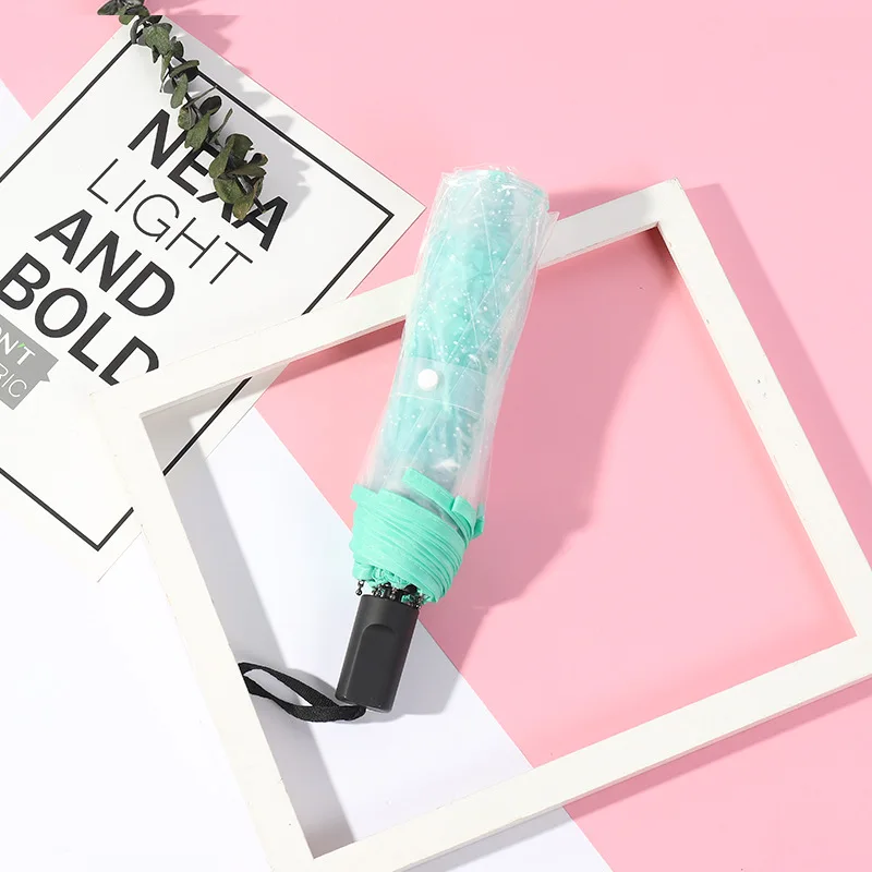 Автоматический зонт с ромашками брезентовый Прозрачный складной в японском