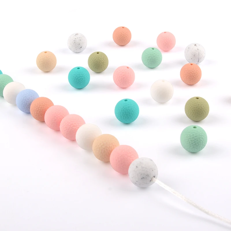 LOFCA-Cuentas de aspecto de cuero de silicona, 15mm, aspecto de polipiel, cuentas para dentici&oacute;n de beb&eacute;, bricolaje, dentici&oacute;n masticable, 20 unids/lote-5